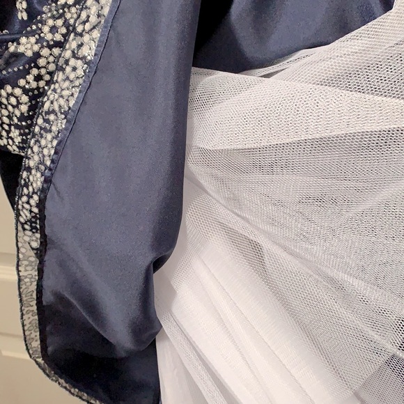 Glitter Tulle Satin Navy Special Occasion Dress Size 12 - Picture 3 of 7
